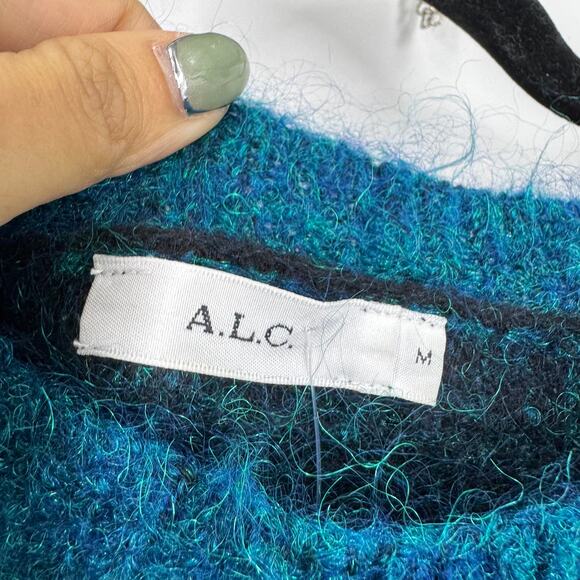A.L.C. Adina Metallic Wool Mohair Teal Sweater - Picture 3 of 5